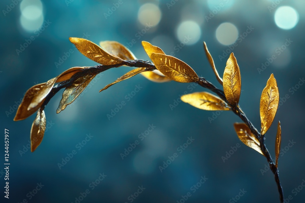 Poster a detailed view of a single leaf attached to a branch