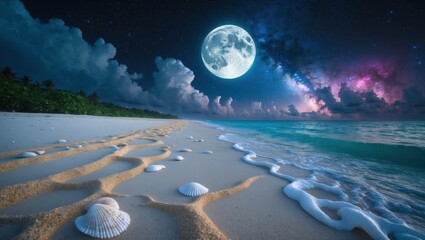 Beautiful sea and planets