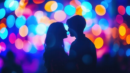 youthful energy and romantic connection at a night festival with cinematic lighting