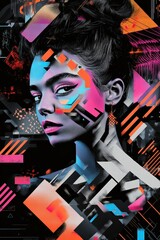 A striking abstract portrait showcasing vibrant colors and geometric shapes, representing modern artistry and individuality.