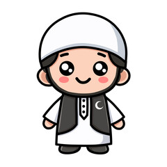 Cute Cartoon Character in Traditional Outfit Clip Art Illustration