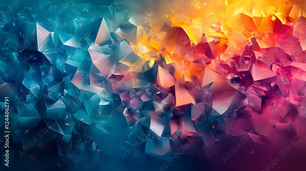 Fototapete A breathtaking kaleidoscopic explosion of dynamic vibrant geometric patterns and fractal shapes in a captivating array of radiant colors and hues