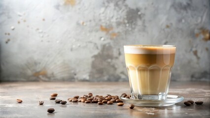 Aromatic Coffee Drink in Glass with Roasted Beans