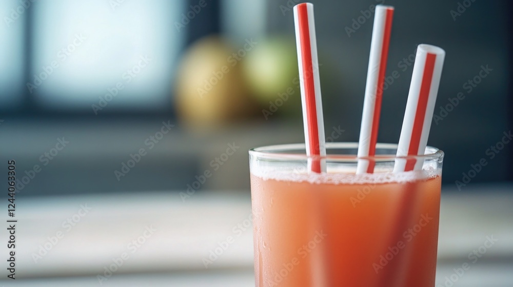 Aufkleber fresh juice with multiple straws, suitable for sharing or parties