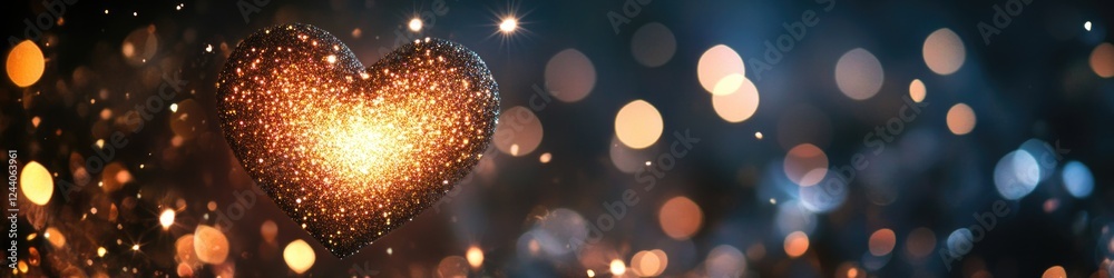 Poster A close-up view of a heart-shaped object with soft lights in the background