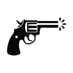 Revolver Gun Firing Silhouette Vector Illustration.