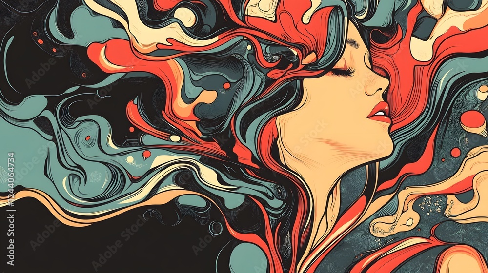 Poster Captivating Swirls of Color and Imagination in Surreal Digital Art Masterpiece