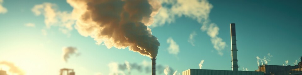 A large industrial factory emitting thick smoke into the air, possibly indicating pollution or heavy machinery use