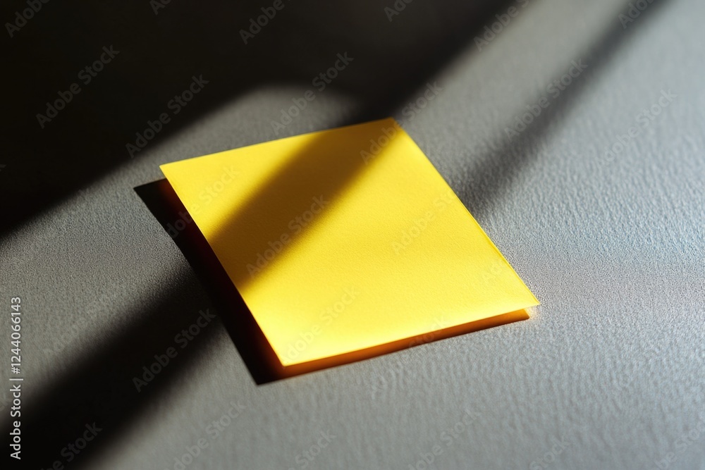 Poster A simple yellow paper resting on a table surface