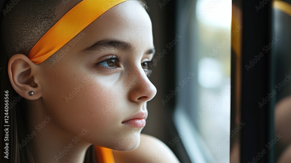 Poster A person gazing out a window with a contemplative expression