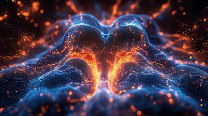 Conceptual infographic showing the endocrine system with labeled glands such as the pituitary thyroid and adrenal glands highlighting hormonal pathways with glowing effects