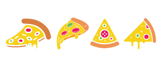 Pizza Slice Icons Pack Vector Color