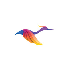 Heron Flying Colorful Logo Template