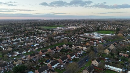 Fototapeta premium Peterborough UK Houses streets and roads drone,aerial
