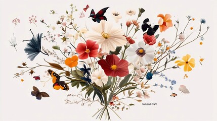 Celebrate National Craft Month With Vibrant Floral Arrangements and Colorful Butterflies