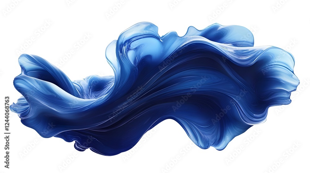 Aufkleber Elegant and dynamic flowing blue digital abstract design with fluid wave like curves and organic shapes creating a sense of graceful movement and contemporary elegance