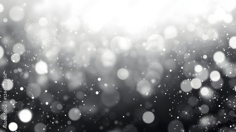 Poster enchanting winter background with a dreamy ethereal atmosphere of swirling snowflakes and glimmering