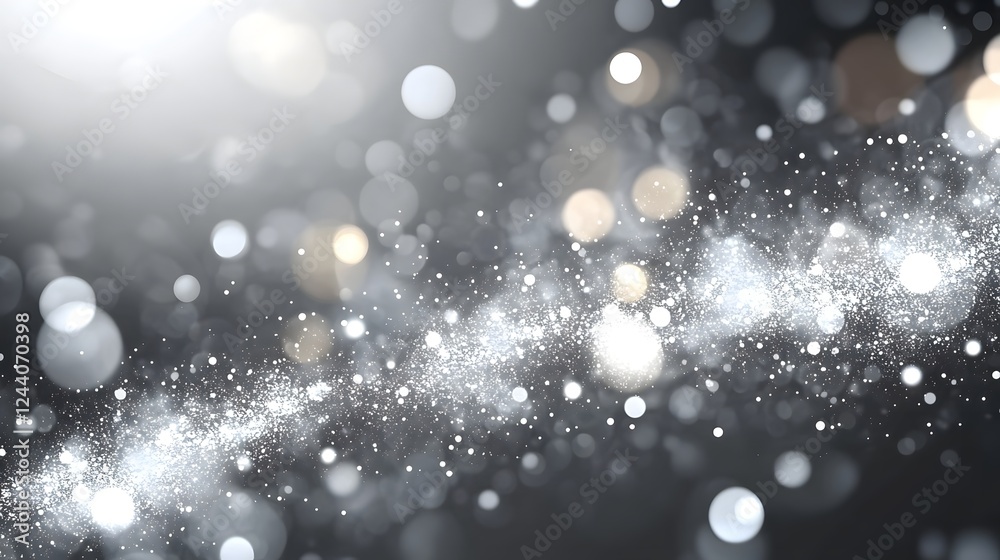 Fototapete festive and elegant sparkling glittering confetti with colorful bokeh lights in a dark abstract back