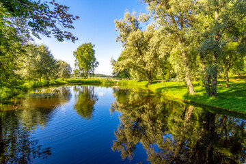 Nature at the Mikhailovskoye Estate Museum in the Pushkin Mountains, Pskov region, Russia
