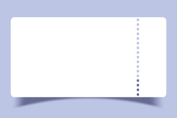 White ticket mockup with frilly edges and shadows. Realistic ticket blank template. Vector EPS 10