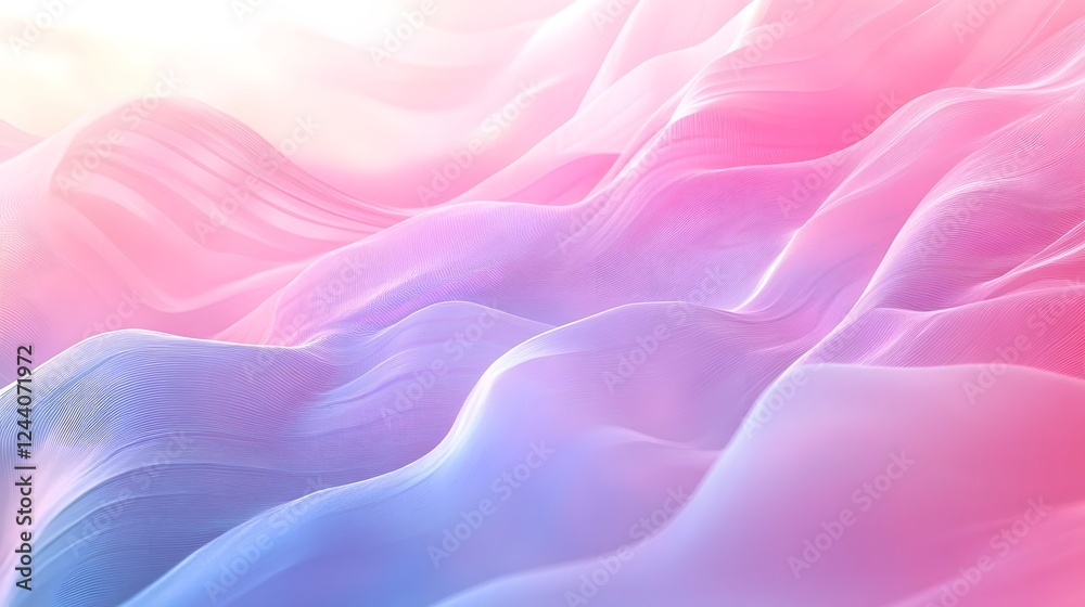 Aufkleber Mesmerizing Abstract Fluid Gradient Waves in Pink and Purple Tones   Captivating Digital Art Background with Soft Elegant Curves and Geometry