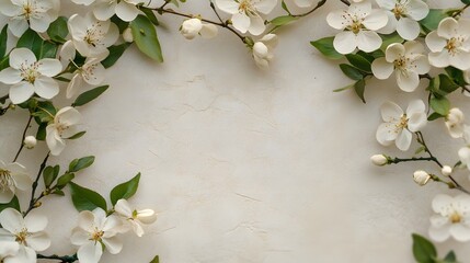 Obraz premium Elegant White Flower Arrangement on Neutral Background for Spring