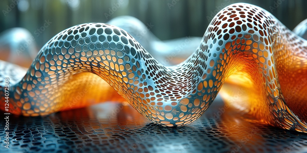 Wall mural intricate metallic waves display vibrant textures with warm hues and elegant patterns