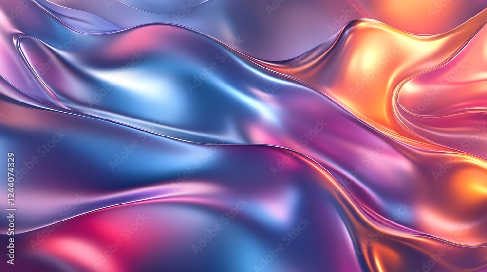 Poster Mesmerizing Fluid Waves of Vibrant Abstract Colors and Gradients in Dynamic Motion  Hypnotic futuristic and visually captivating digital artwork with undulating ethereal