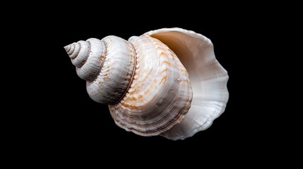 Seashell spiral close-up black background nature ocean