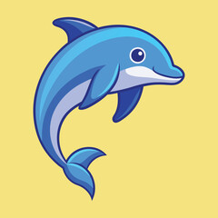 Fototapeta premium vector dolphin jumping isolated on illustration