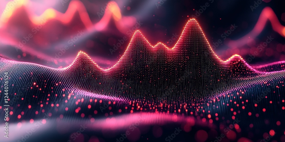 Poster colorful wave patterns and digital particles create a mesmerizing audio visualization experience