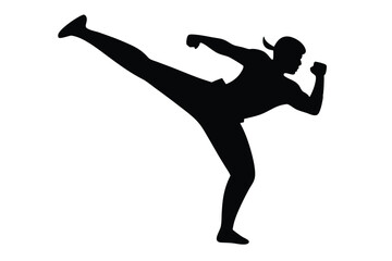 silhouette vector
illustration of A Karate Kick icon on white background