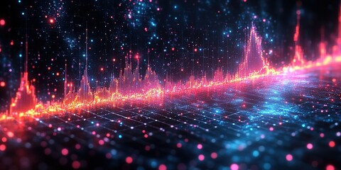 Fototapeta premium Visual representation of sound frequencies in a colorful digital spectrum analysis