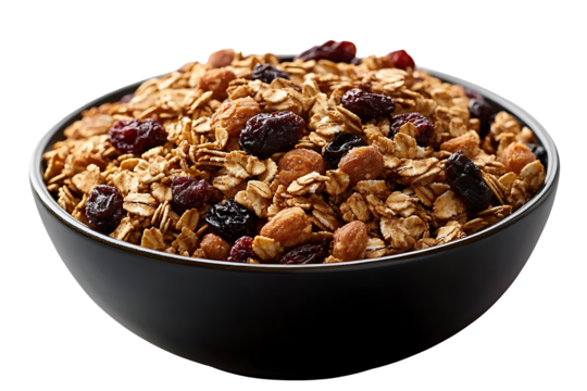 Granola bowl isolated on transparent background. PNG