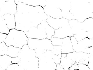 Cracked paint surface vector background. Distressed illustration for overlay effect in urban designs. Black and white wall cracks