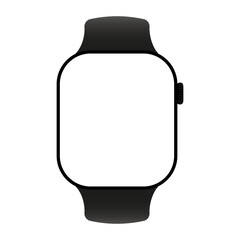 Mockup of a smart watch screen. Black frame. Gadget display with an empty screen isolated on transparent background	