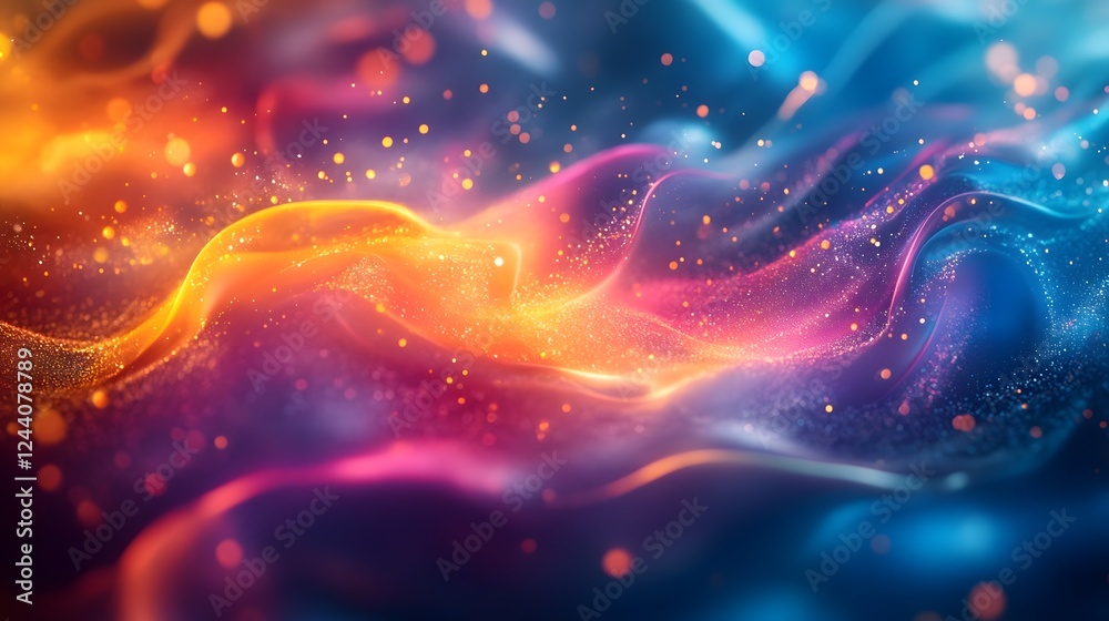 Fototapete vibrant cosmic energy explosion in a surreal digital art backdrop with a shimmering glowing and pris