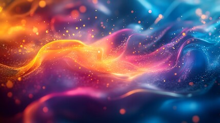 Obraz premium Vibrant cosmic energy explosion in a surreal digital art backdrop with a shimmering glowing and prismatic visual effect