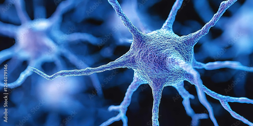 Poster exploring the intricate structures of neurons in a detailed close-up view