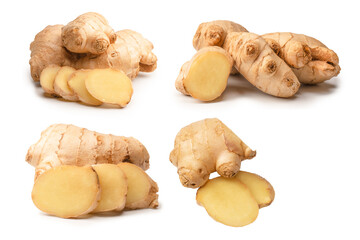 Ginger root isolated on white background.