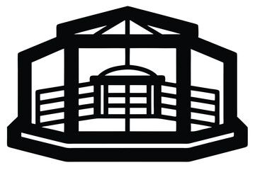 silhouette vector
illustration of A Mixed Martial Arts (MMA) Cage icon on white background