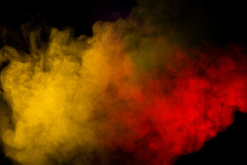 Purple and blue steam on a black background.