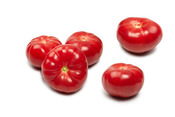 Red fresh tomato isolated on white background.
