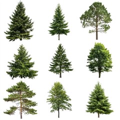 Collection of Various Trees Isolated on White Background for Nature Lovers