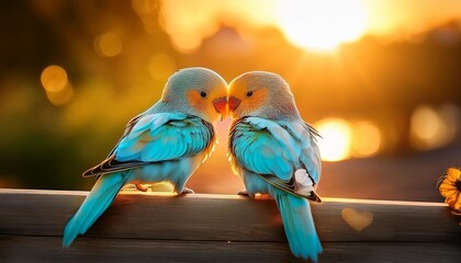 Obraz premium two Love Birds parrots on a branch