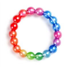 Colorful Round Beads Necklace on White Background, Vibrant and Playful