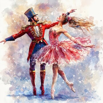 New Year's fairy tale "The Nutcracker", a ballerina with a nutcracker dancing