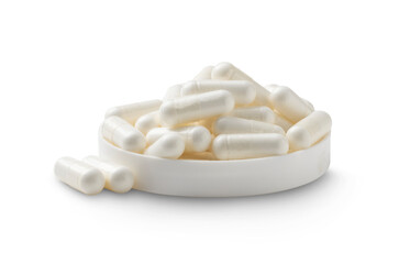 Capsules dietary supplement isolated on a transparent background