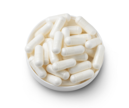 Capsules dietary supplement isolated on a transparent background