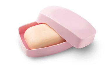 Soap in a soap dish isolated on a transparent background